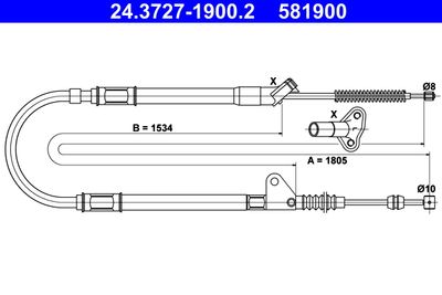 Cable Pull, parking brake ATE 24.3727-1900.2