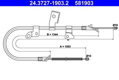 Cable Pull, parking brake ATE 24.3727-1903.2