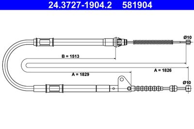 Cable Pull, parking brake ATE 24.3727-1904.2