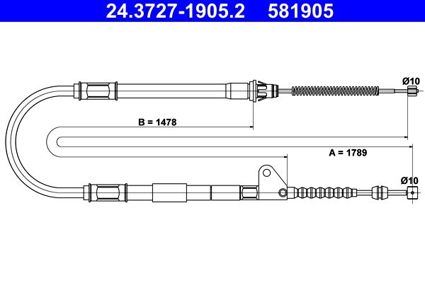 ATE 24.3727-1905.2 Cable Pull, parking brake