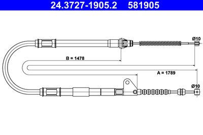 Cable Pull, parking brake ATE 24.3727-1905.2