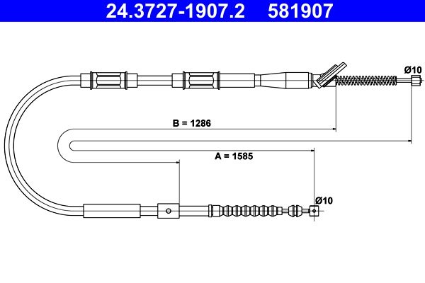 ATE 24.3727-1907.2 Cable Pull, parking brake