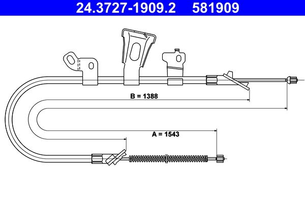 ATE 24.3727-1909.2 Cable Pull, parking brake