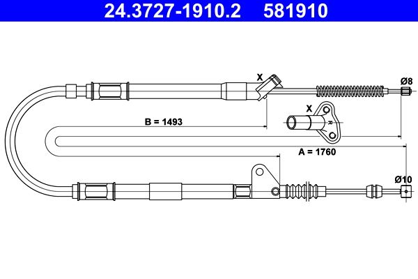 ATE 24.3727-1910.2 Cable Pull, parking brake