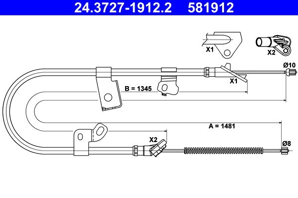 ATE 24.3727-1912.2 Cable Pull, parking brake
