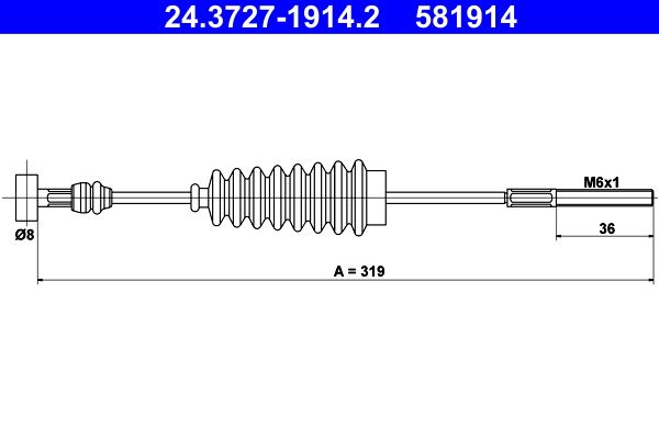 ATE 24.3727-1914.2 Cable Pull, parking brake