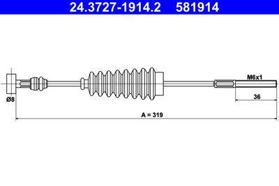 Cable Pull, parking brake ATE 24.3727-1914.2