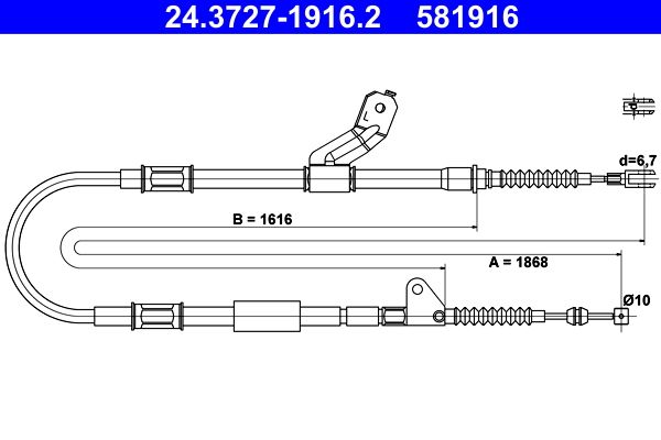 ATE 24.3727-1916.2 Cable Pull, parking brake