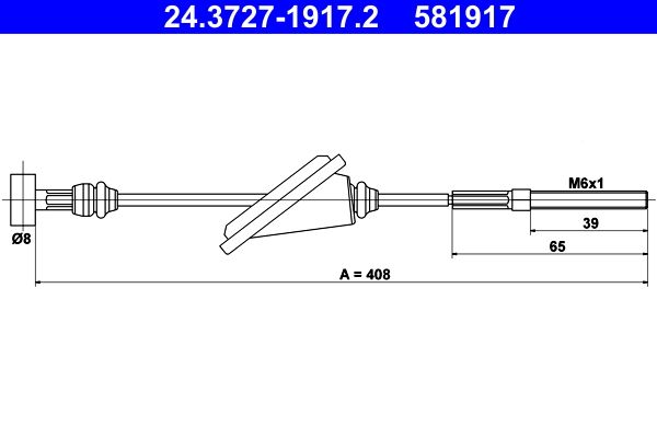 ATE 24.3727-1917.2 Cable Pull, parking brake