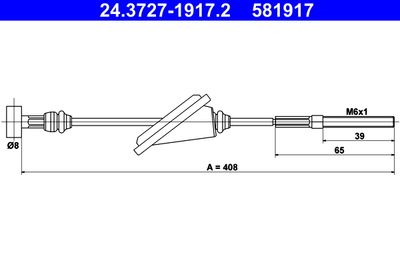 Cable Pull, parking brake ATE 24.3727-1917.2