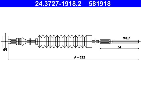 ATE 24.3727-1918.2 Cable Pull, parking brake