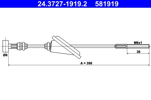 ATE 24.3727-1919.2 Cable Pull, parking brake