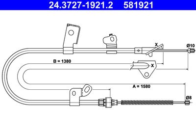 Cable Pull, parking brake ATE 24.3727-1921.2