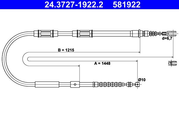 ATE 24.3727-1922.2 Cable Pull, parking brake