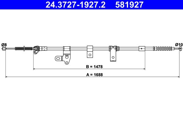 ATE 24.3727-1927.2 Cable Pull, parking brake