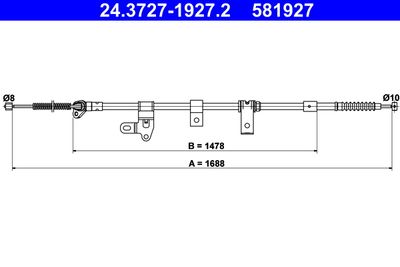 Cable Pull, parking brake ATE 24.3727-1927.2