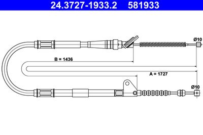 Cable Pull, parking brake ATE 24.3727-1933.2
