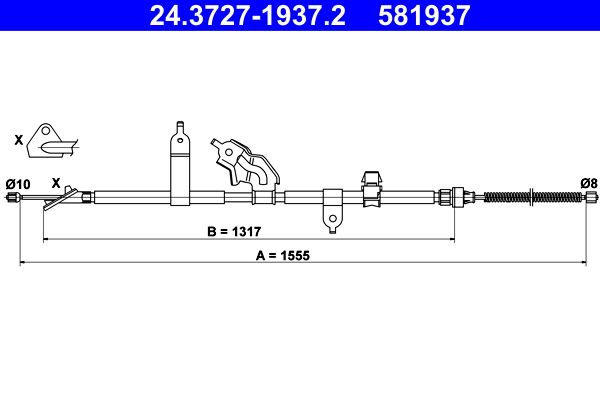 ATE 24.3727-1937.2 Cable Pull, parking brake