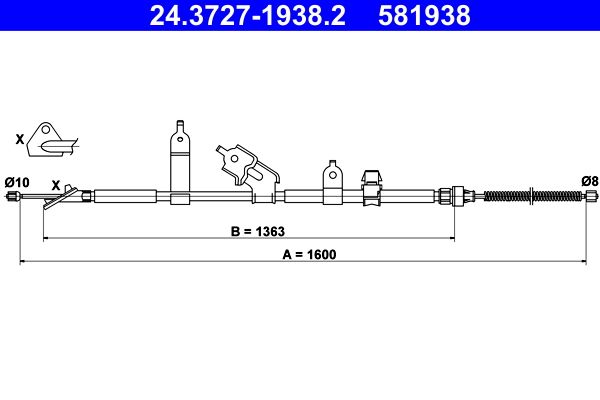 ATE 24.3727-1938.2 Cable Pull, parking brake