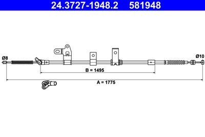 Cable Pull, parking brake ATE 24.3727-1948.2