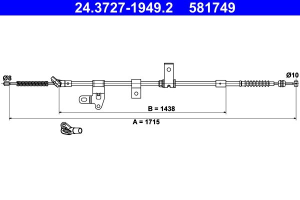 ATE 24.3727-1949.2 Cable Pull, parking brake