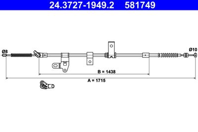 Cable Pull, parking brake ATE 24.3727-1949.2