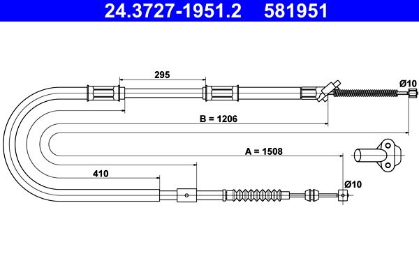 ATE 24.3727-1951.2 Cable Pull, parking brake
