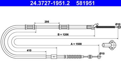 Cable Pull, parking brake ATE 24.3727-1951.2