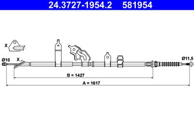 Cable Pull, parking brake ATE 24.3727-1954.2