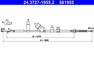 Cable Pull, parking brake ATE 24.3727-1955.2