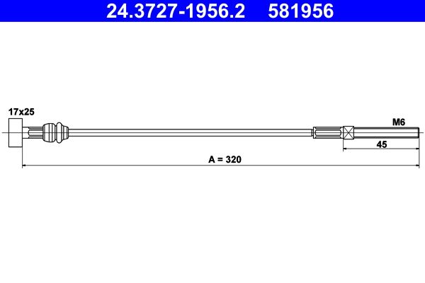 ATE 24.3727-1956.2 Cable Pull, parking brake