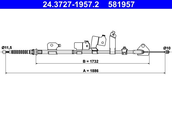 ATE 24.3727-1957.2 Cable Pull, parking brake
