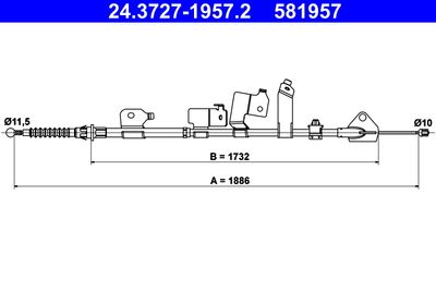 Cable Pull, parking brake ATE 24.3727-1957.2