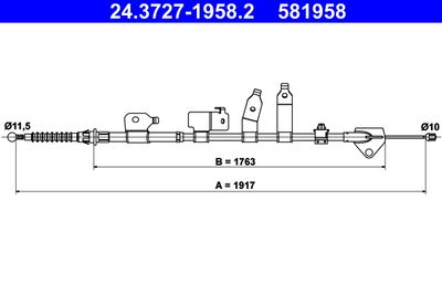 Cable Pull, parking brake ATE 24.3727-1958.2