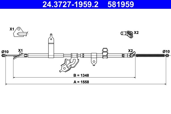 ATE 24.3727-1959.2 Cable Pull, parking brake