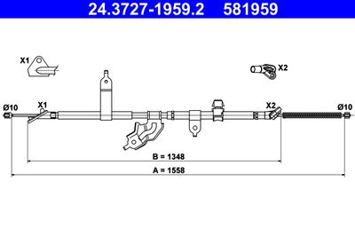 Cable Pull, parking brake ATE 24.3727-1959.2