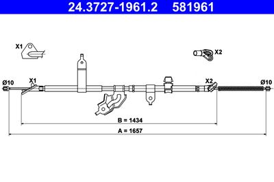 Cable Pull, parking brake ATE 24.3727-1961.2