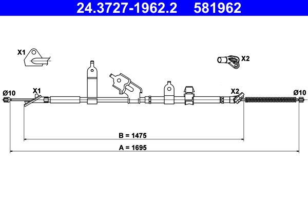 ATE 24.3727-1962.2 Cable Pull, parking brake