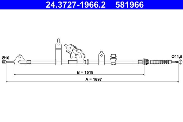 ATE 24.3727-1966.2 Cable Pull, parking brake