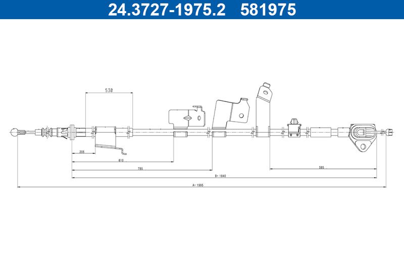 ATE 24.3727-1975.2 Cable Pull, parking brake