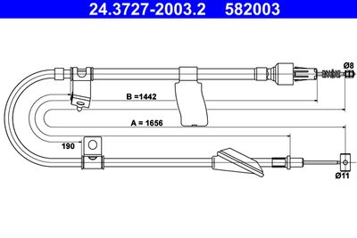 Cable Pull, parking brake ATE 24.3727-2003.2