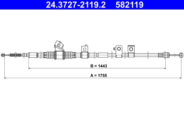 ATE 24.3727-2119.2 Cable Pull, parking brake