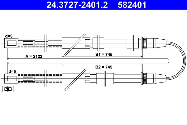 ATE 24.3727-2401.2 Cable Pull, parking brake