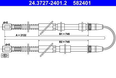 Cable Pull, parking brake ATE 24.3727-2401.2