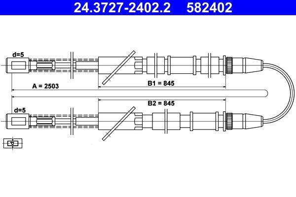 ATE 24.3727-2402.2 Cable Pull, parking brake
