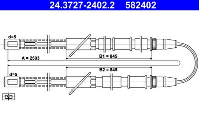 Cable Pull, parking brake ATE 24.3727-2402.2
