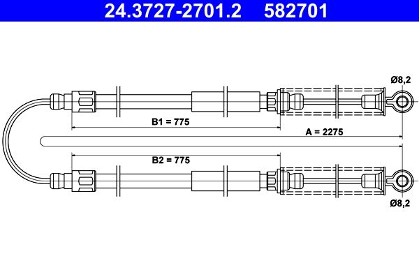 ATE 24.3727-2701.2 Cable Pull, parking brake