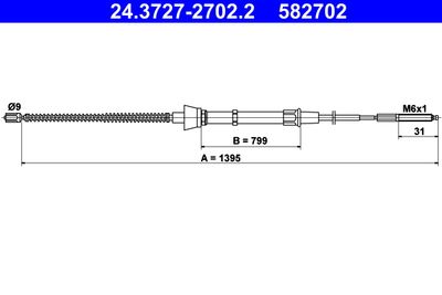 Cable Pull, parking brake ATE 24.3727-2702.2