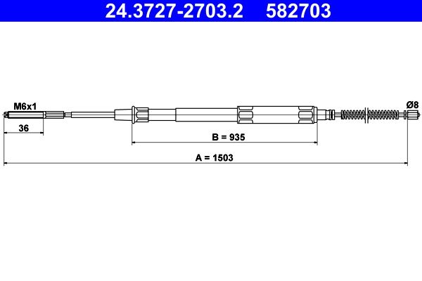 ATE 24.3727-2703.2 Cable Pull, parking brake