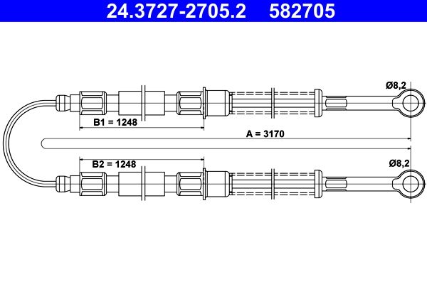 ATE 24.3727-2705.2 Cable Pull, parking brake